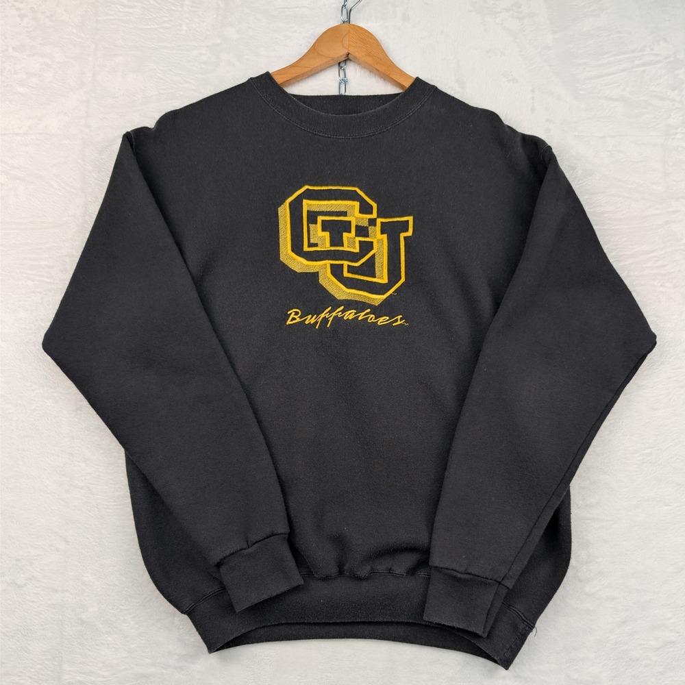 VTG Simply For Sports Colorado Buffaloes Sweatshirt Men XL Black CU Logo USA 90s